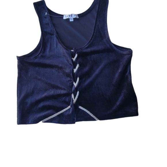 Love J Velour Crop Top Bejeweled Rope Ties - Picture 4 of 16